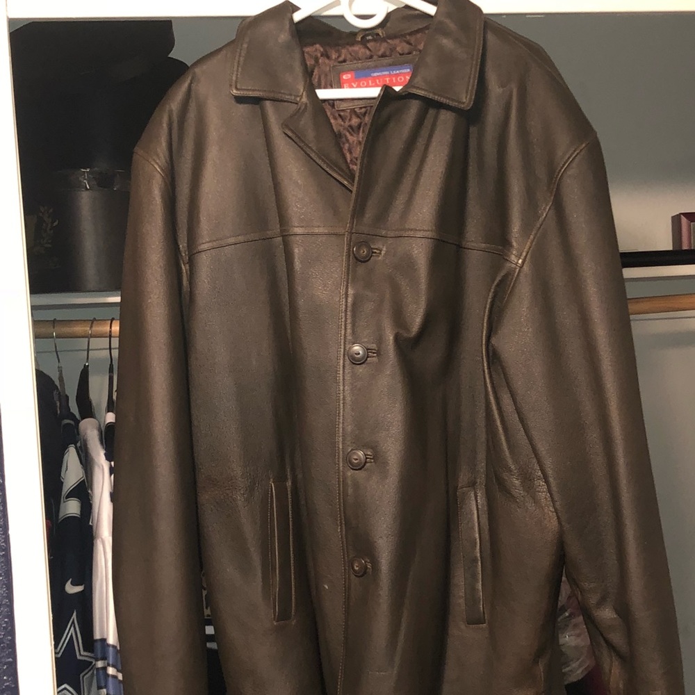 Leather coat brown